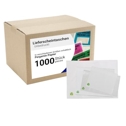 dm-folien Lieferscheintaschen C6 I 1000 Stück I Selbstklebende Versandtaschen I Blanco Versandunterlagen für Lieferscheine & Rechnungen I Unbedrucktes Versandzubehör aus Pergamin-Papier von dm-folien gmbh