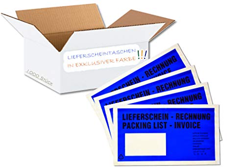 dm-folien Lieferscheintaschen DIN LANG I 1000 Stück I Selbstklebende Versandtaschen mit Aufdruck I Blau-transparentes Paketzubehör für Lieferscheine & Rechnungen I Versandzubehör aus PP von dm-folien gmbh