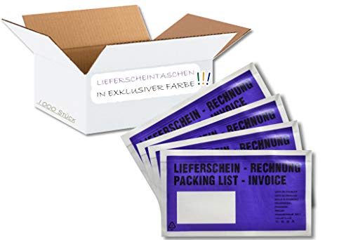 dm-folien Lieferscheintaschen DIN LANG I 1000 Stück I Selbstklebende Versandtaschen mit Aufdruck I Violett-transparentes Paketzubehör für Lieferscheine & Rechnungen I Versandzubehör aus PP von dm-folien gmbh