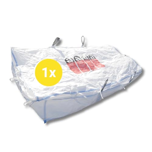 dm-folien Plattensack Asbest 320x125x30cm I 1 Stück I SWL 1.500 kg I Asbest Sack mit 4 Hebenschlaufen I Big Bags für Asbest I Big Bags Säcke mit Schürze I stabil & beschichtet von dm-folien gmbh