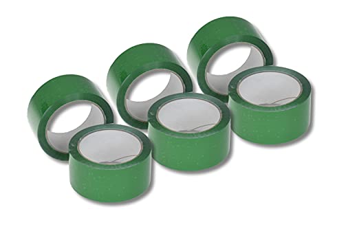 dm-folien gmbh 6 x Farbiges Klebeband/Verpackungsband aus Polypropylen [PP] - Leise abrollendes Packband mit Acrylatkleber (Grün) von dm-folien gmbh