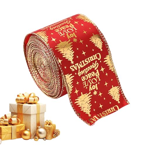 Weihnachtsband mit Draht, Yards Weihnachtsband, 6,3 cm Samtband mit Draht, 2,2 Meter Weihnachtsbaumband, Weihnachtsfeiern Zubehör für Weihnachtsdekorationen, Schleifenkranzherstellung von dmqdu