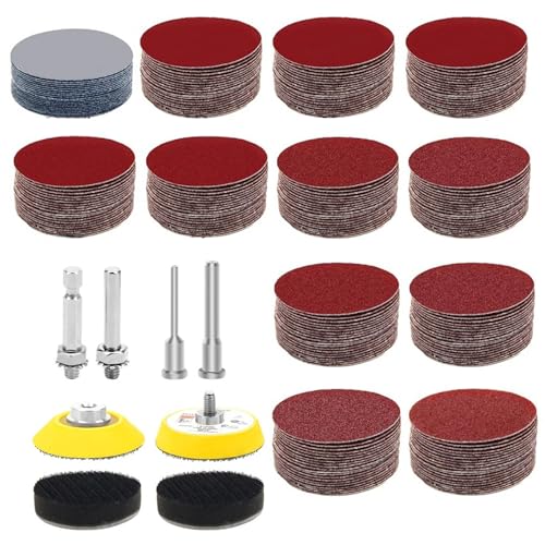 244-teiliges Schleifscheiben-Set für Bohrmaschinen, Drehwerkzeuge, Aufsatz mit 2 Stück 0,3 cm und 0,6 cm Schaft-Trägerplatte, Schleifscheibe, rundes Schleifpapier (Schleifpads inklusive Körnung 80 244-teiliges Schleifscheiben-Set für Bohrmaschinen, Drehwerkzeuge, Aufsatz mit 2 Stück 0,3 cm und 0,6 cm Schaft-Trägerplatte, Schleifscheibe, rundes Schleifpapier (Schleifpads inklusive Körnung 80 von dogmoon