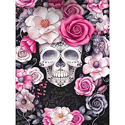 dogmoon Diamond Painting, 5D Adult Diamond Painting Kits, Diamant Painting Bilder, Skull Daiments Painting Mit DIY Cross Stickerei Malerei Kits Malen nach Zahlen Diamant für Home Wall Decor (30x40cm) von dogmoon