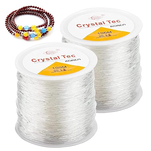 Elastische Stretchschnur, 2 Rollen 1.2 mm Transparent Schmuckfaden, Elastisch Schmuckfaden, Perlenkordel für Armband, Gummibänder Nylonfaden für Perlenschmuck Armbänder Bastelarbeit(200 Meter) von dogmoon