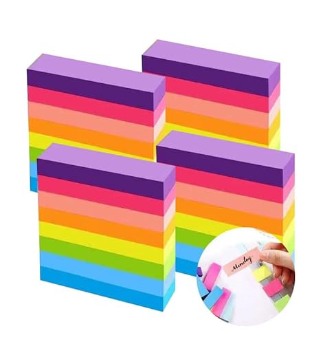 Farbige Haftnotizen, 1600 Blatt Selbstklebende Haftnotizzettel, Super Sticky Notes, Farbig Notizblöck für Büro Schule Zuhause(8 Farben, 76 x 16 mm) von dogmoon