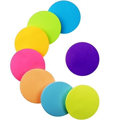 Farbige Haftnotizen, 560 Blatt Runden Selbstklebende Haftnotizzettel, Super Sticky Notes, Farbig Notizblöck für Büro Schule Zuhause(8 Farben, 60 x 60 mm) von dogmoon