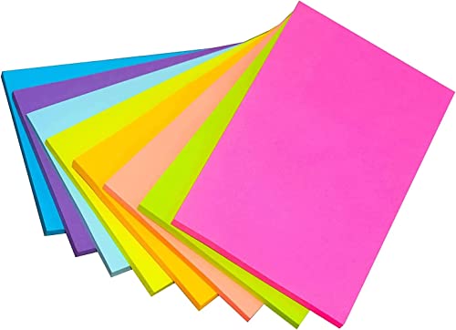 Haftnotizen, 400 Blatt, groß, quadratisch, selbstklebend, Farbe, Haftnotizen, Markierungsseiten, für Bücher, Studenten, Lesen, Büro (8 Farben, 100 x 150 mm) von dogmoon