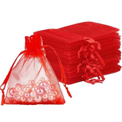 Organza Beutel Mit Kordelzug, 50 Stück 17 × 23 cm Geschenk Säckchen, Schmuckbeutel für Hochzeit Oder Fest Party (Weinrot) von dogmoon