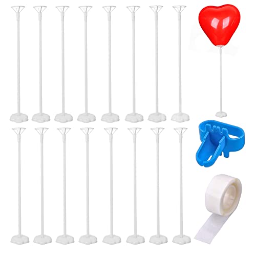 Tischballon-Ständer-Set, 16 Stück, wiederverwendbarer Ballonhalterverschluss, Tischballon-Halter mit Tasse und Sockel für Hochzeit, Geburtstag, Party-Dekoration (weiß) von dogmoon