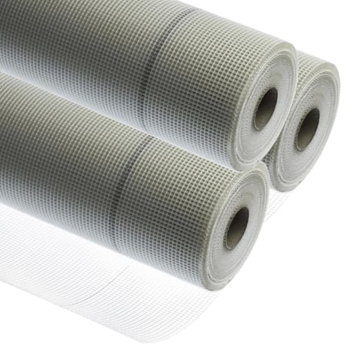 doitBau Armierungsgewebe – Putzgewebe Gittergewebe – 165 g/m² Glasfaser, verschiebefest & alkalibeständig für Innen & Außen – 1 m x 50 m 3 Rollen 150 m² Rissschutz Fassade Wand Decke von doitBau