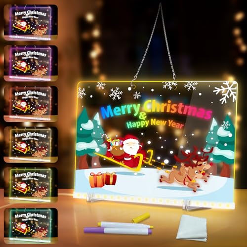 LED Note Board mit Farben, 22.5x35 cm LED Zeichenbrett, Lumi Board, mit Lichthalter 7 bunte Stifte Acryl Message Board für Raum, Büro, Schule, Zuhause, Festivalgeschenk von donciety