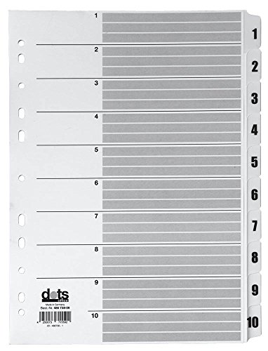 dots Register Mylar mit weißen Taben 1-10 von dots