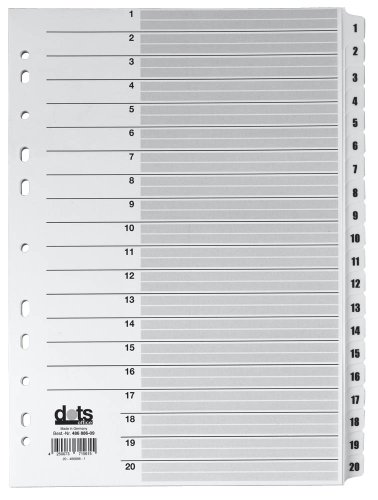 dots Zahlen - Register 1-20 / Vollformat DIN A4 / Karton 170 g/m² / 20-teilig dots Zahlen - Register 1-20 / Vollformat DIN A4 / Karton 170 g/m² / 20-teilig von dots