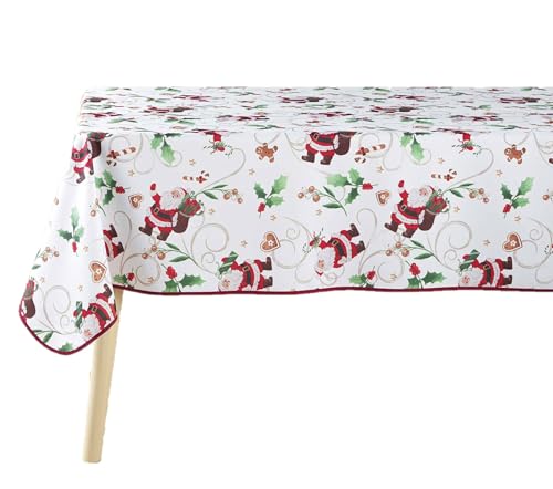 douceur d'intérieur Pere Noel Tischdecke, rechteckig (150 x 300 cm), Weiß, bedrucktes Polyester von Douceur d'Intérieur