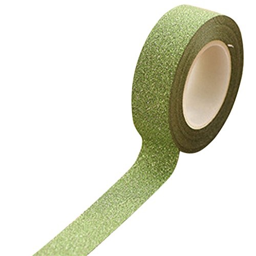 Dragonaur dekoratives Klebeband, Washi-Tape, 10 m, mit Glitzer, Washi-Papier, klebend, zum Abkleben und Basteln, grün, M Dragonaur dekoratives Klebeband, Washi-Tape, 10 m, mit Glitzer, Washi-Papier, klebend, zum Abkleben und Basteln, grün, M von dragonaur