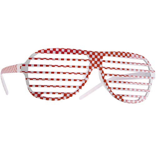 dressforfun retro Brille, Party Sonnenbrille, kariertes Gestell, für 90er Jahre Party, Oktoberfest, Ballermann Mottopartys, Fotobox Accessoires, Festival Gadget - Gitterbrille rot/weiß, 1 Stück dressforfun retro Brille, Party Sonnenbrille, kariertes Gestell, für 90er Jahre Party, Oktoberfest, Ballermann Mottopartys, Fotobox Accessoires, Festival Gadget - Gitterbrille rot/weiß, 1 Stück von dressforfun