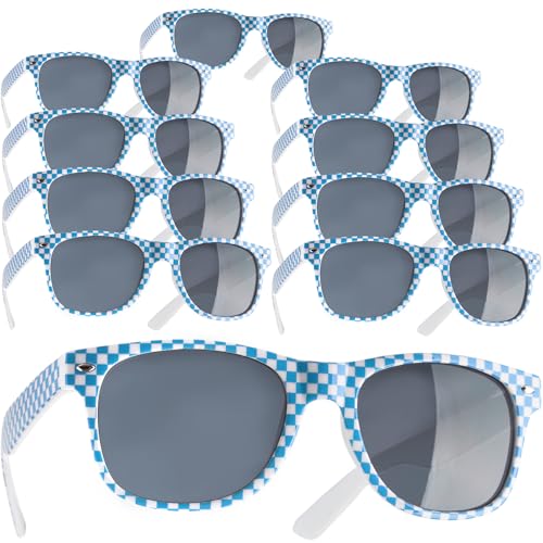dressforfun retro Brille, Party Sonnenbrille, kariertes Gestell, für 90er Jahre Party, Oktoberfest, Ballermann Mottopartys, Fotobox Accessoires, Festival Gadget, JGA Zubehör - blau/weiß, 10er Set dressforfun retro Brille, Party Sonnenbrille, kariertes Gestell, für 90er Jahre Party, Oktoberfest, Ballermann Mottopartys, Fotobox Accessoires, Festival Gadget, JGA Zubehör - blau/weiß, 10er Set von dressforfun