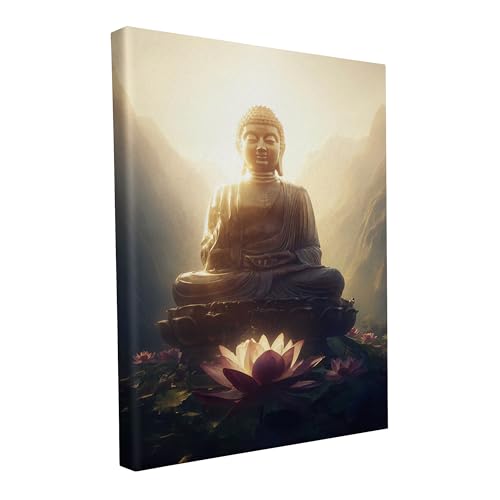 Keilrahmen Bestseller Designs Vol. 3, Wandbild auf Künstlerleinwand, hochwertiger Kunstdruck, Stabiler 2cm Holzrahmen mit kratzfestem 280g starkem Canvas (60L x 40B cm | Der strahlende Buddha) von druck.de