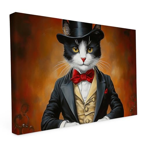 Keilrahmen Lustige Tiere, Wandbild gedruckt auf Künstlerleinwand, hochwertiger Kunstdruck, Stabiler 2cm Holzrahmen mit kratzfestem 280g starkem Canvas - 20L x 30B cm - Der Kater fordert heraus von druck.de