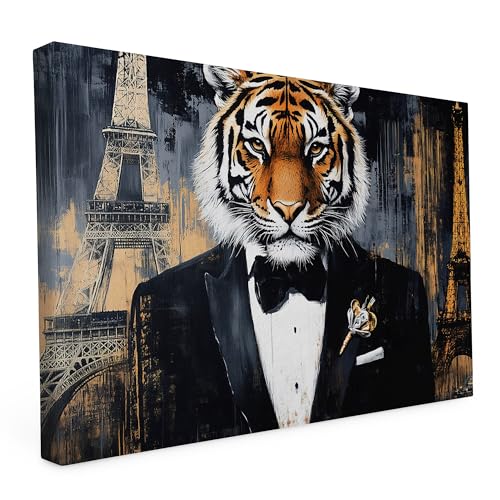 Keilrahmen Lustige Tiere, Wandbild gedruckt auf Künstlerleinwand, hochwertiger Kunstdruck, Stabiler 2cm Holzrahmen mit kratzfestem 280g starkem Canvas - 20L x 30B cm - Pariser Tiger Keilrahmen Lustige Tiere, Wandbild gedruckt auf Künstlerleinwand, hochwertiger Kunstdruck, Stabiler 2cm Holzrahmen mit kratzfestem 280g starkem Canvas - 20L x 30B cm - Pariser Tiger von druck.de