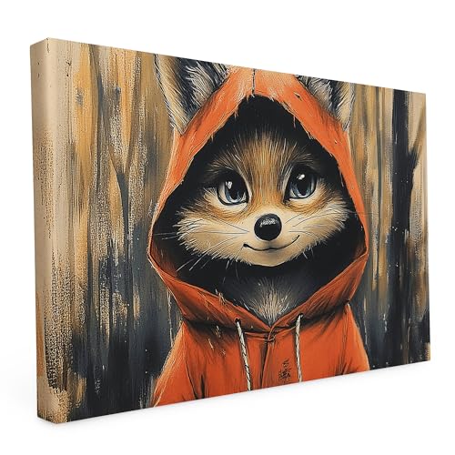Keilrahmen Lustige Tiere, Wandbild gedruckt auf Künstlerleinwand, hochwertiger Kunstdruck, Stabiler 2cm Holzrahmen mit kratzfestem 280g starkem Canvas - 20L x 30B cm - Puschelig on Oil von druck.de