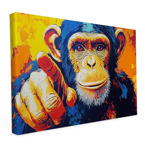 Keilrahmen Lustige Tiere, Wandbild gedruckt auf Künstlerleinwand, hochwertiger Kunstdruck, Stabiler 2cm Holzrahmen mit kratzfestem 280g starkem Canvas - 40L x 60B cm - Der mit dem Finger zeigende Affe Keilrahmen Lustige Tiere, Wandbild gedruckt auf Künstlerleinwand, hochwertiger Kunstdruck, Stabiler 2cm Holzrahmen mit kratzfestem 280g starkem Canvas - 40L x 60B cm - Der mit dem Finger zeigende Affe von druck.de