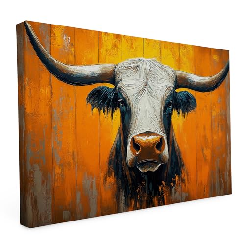 Keilrahmen Lustige Tiere, Wandbild gedruckt auf Künstlerleinwand, hochwertiger Kunstdruck, Stabiler 2cm Holzrahmen mit kratzfestem 280g starkem Canvas - 40L x 60B cm - Die Kuh der Meister von druck.de