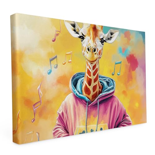 Keilrahmen Lustige Tiere, Wandbild gedruckt auf Künstlerleinwand, hochwertiger Kunstdruck, Stabiler 2cm Holzrahmen mit kratzfestem 280g starkem Canvas - 40L x 60B cm - Die hippe Giraffe Keilrahmen Lustige Tiere, Wandbild gedruckt auf Künstlerleinwand, hochwertiger Kunstdruck, Stabiler 2cm Holzrahmen mit kratzfestem 280g starkem Canvas - 40L x 60B cm - Die hippe Giraffe von druck.de