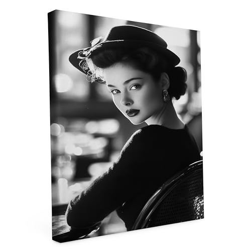 Leinwand Bild Keilrahmen Medium, Die Schöne im Cafehaus, 40x60 cm Schwarzweiss Fotografie Wohnzimmer Wanddeko Decor Deko Zimmer Wandbilder Aesthetic Room Modern Fotogeschenke - Schwarz und weiß Leinwand Bild Keilrahmen Medium, Die Schöne im Cafehaus, 40x60 cm Schwarzweiss Fotografie Wohnzimmer Wanddeko Decor Deko Zimmer Wandbilder Aesthetic Room Modern Fotogeschenke - Schwarz und weiß von druck.de