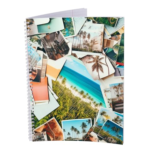 druck.de Collegeblock – 5 Stück – DIN A4 – 80 Blatt – 80g Volumenpapier – gelocht – Spiralbindung weiß – Korrekturrand – perforiert – Spiral Notizblock (Reisen, Liniert) von druck.de