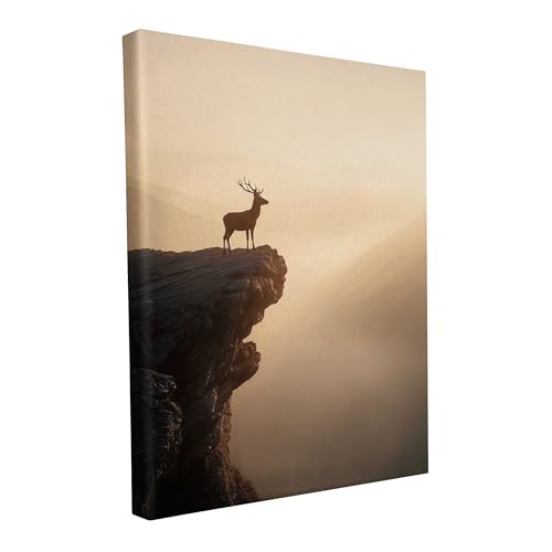 druck.de Keilrahmen - Designs Vol. 3 - Wandbild auf Künstlerleinwand – matter Kunstdruck – 2cm Holzrahmen - 280g starker Canvas (120L x 80B cm | Der Hirsch am Zenith) von druck.de