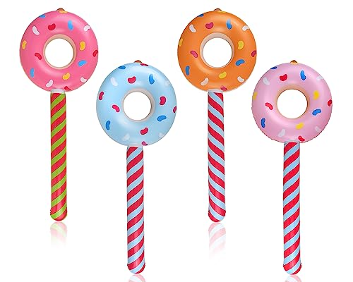 ds. distinctive style Aufblasbare Bonbons - 4-teiliges Set mit aufblasbaren Donuts und Lollipops. Süßigkeiten-Themen-Geburtstagsdekorationen für Poolpartys von ds. distinctive style