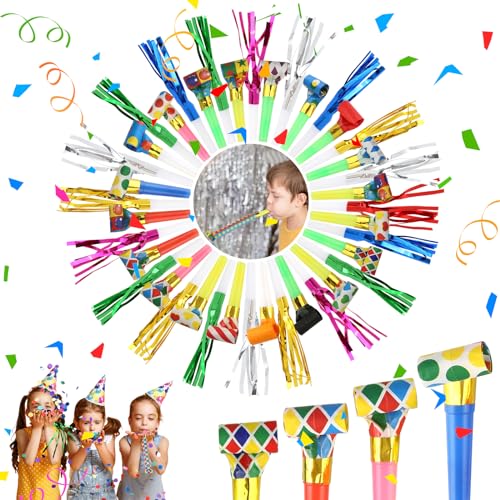 dsDAEDK 40 Stück Tröten Kindergeburtstag, Mehrfarbig Tröte Kinder, Partygebläse Pfeifen Krachmacher, Lustige Spielzeuge für Geburtstagspartys und Kinderpartys dsDAEDK 40 Stück Tröten Kindergeburtstag, Mehrfarbig Tröte Kinder, Partygebläse Pfeifen Krachmacher, Lustige Spielzeuge für Geburtstagspartys und Kinderpartys von dsDAEDK