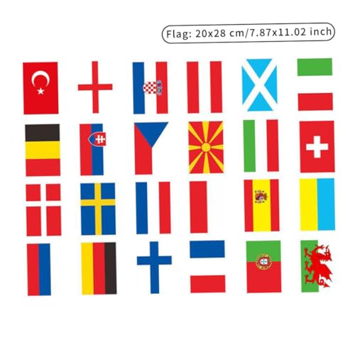 dsbdrki 24 Country Flags Banner 2021 Europäische Fußballmeisterschaft Bunting Hanging Decor Large von dsbdrki