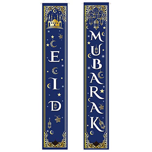 dsbdrki Banners Eid Mubarak Tür Banner Ramadan Willkommen Veranda Zeichen Eid -Dekoration für die islamische muslimische Partei Blau von dsbdrki