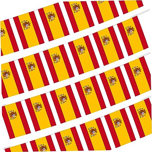 dsbdrki Banners Spanische Flagge 33 Fuß Spanienflagge mit 38 Flaggen quadratische spanische Dekorationen UV Fade Resistant Bunting Flags Doppelgenähte Zeltflagge für Sportveranstaltungen von dsbdrki