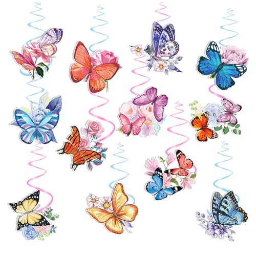 dsbdrki Streamers Butterfly Hanging Wirbel Dekoration mit Blumen Schmetterling Hängende Decke Wirbelsäure Themenparty -Dekor für Hochzeitsangebote von dsbdrki