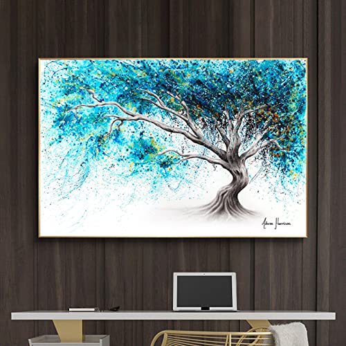 Abstrakte Malerei Bunte Baum des Lebens Blume Landschaft Leinwand Poster Wandkunst Bild für Wohnzimmer Wohnkultur Drucke 40x60cm Rahmenlos von dsdsgog