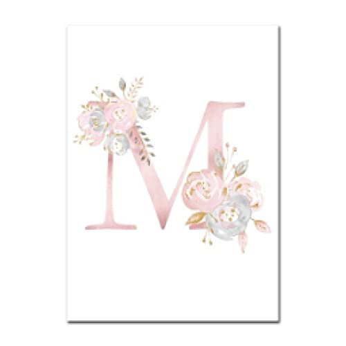 Aquarell Rosa Blumen Buchstabe M Malerei Leinwand Kunst Poster und Drucke Leinwand Wandkunst Bild für Kinder Wohnzimmer Dekor 50x70cm Rahmenlos Aquarell Rosa Blumen Buchstabe M Malerei Leinwand Kunst Poster und Drucke Leinwand Wandkunst Bild für Kinder Wohnzimmer Dekor 50x70cm Rahmenlos von dsdsgog