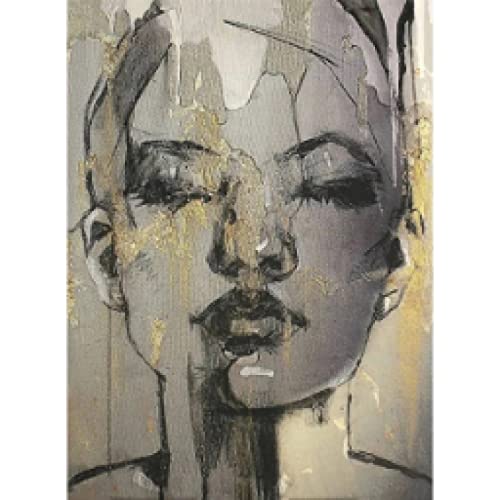 dsdsgog Modernes Mädchengesicht, vergoldet, schwarze Linie, Leinwand, Wandkunst, Bilder, Poster und Drucke, Wohnzimmerwand, Zuhause, Schlafzimmer, Dekor, 70 x 100 cm, rahmenlos dsdsgog Modernes Mädchengesicht, vergoldet, schwarze Linie, Leinwand, Wandkunst, Bilder, Poster und Drucke, Wohnzimmerwand, Zuhause, Schlafzimmer, Dekor, 70 x 100 cm, rahmenlos von dsdsgog