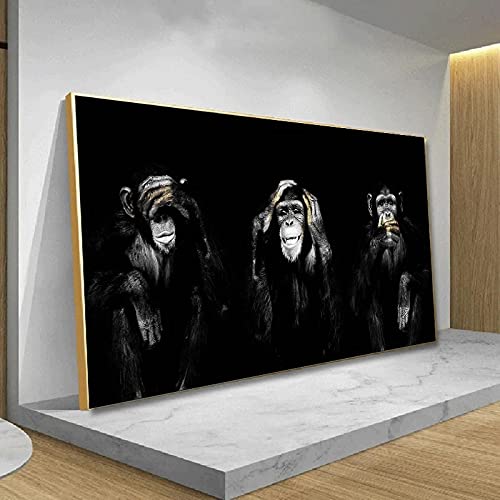 dsdsgog Große Größe Poster Leinwand Malerei Tier Wandkunst Dark 3 Lustige Affe Poster und Druck für Wohnzimmer Wohnkultur Bilder 70x140cm Rahmenlos von dsdsgog