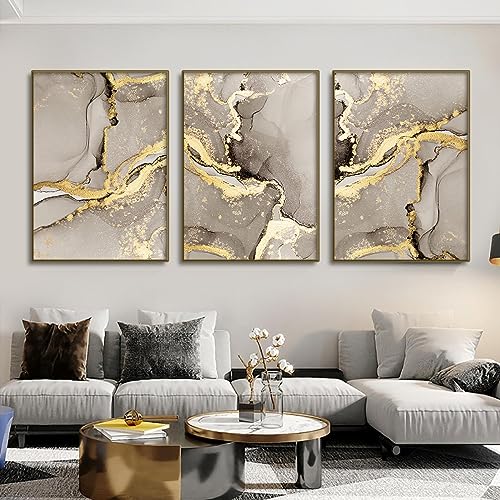 dsdsgog Marmor Beige Gold abstrakte Wandkunst Poster Luxus Leinwand Malerei Drucke Bilder moderne Wohnzimmer Inneneinrichtung Home Decor 50 x 70 cm x 3 rahmenlos von dsdsgog