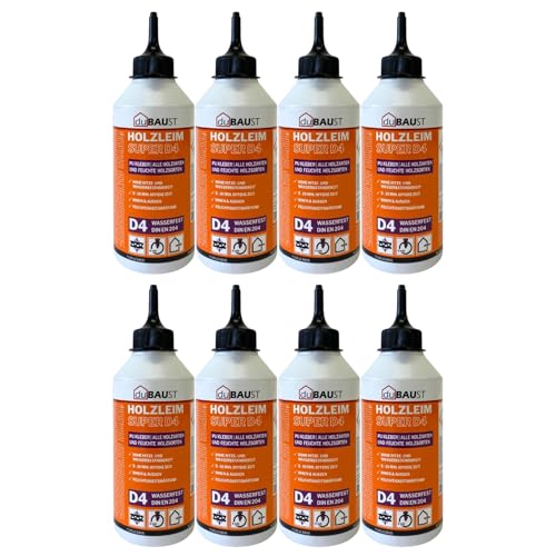 dubaust WOP24 PU Holzleim Polyurethan-Holzklebstoff, hervorragende Feuchtigkeitsbeständigkeit D4, für Hart- und Weichhölzer, schleifbar und überstreichbar, 500g Flasche (8) von dubaust