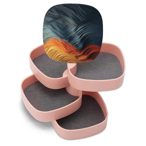 ducanll Bunte Wellen, kleine Schmuckschatulle, Ohrringhalter für Frauen, vulkanische Landschaft, Schmuck-Organizer, 5-lagig, drehbar, Reise-Schmucktablett mit Deckel für Armbänder, Ringe, Armbänder ducanll Bunte Wellen, kleine Schmuckschatulle, Ohrringhalter für Frauen, vulkanische Landschaft, Schmuck-Organizer, 5-lagig, drehbar, Reise-Schmucktablett mit Deckel für Armbänder, Ringe, Armbänder von ducanll