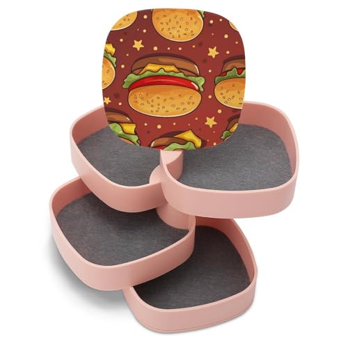 ducanll Cartoon-Burger-Schmuckschatulle für Damen, Reise-Schmucketui, Lebensmittel-Muster, klein, tragbar, Schmuck-Organizer und Aufbewahrungshalter für Ringe, Ohrringe, Halsketten, Armbänder ducanll Cartoon-Burger-Schmuckschatulle für Damen, Reise-Schmucketui, Lebensmittel-Muster, klein, tragbar, Schmuck-Organizer und Aufbewahrungshalter für Ringe, Ohrringe, Halsketten, Armbänder von ducanll