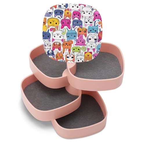 ducanll Cartoon-Katzen-Schmuckschatulle für Damen, Reise-Schmucketui, Katzenmuster, klein, tragbar, Schmuck-Organizer und Aufbewahrungshalter für Ringe, Ohrringe, Halsketten, Armbänder, Armreifen ducanll Cartoon-Katzen-Schmuckschatulle für Damen, Reise-Schmucketui, Katzenmuster, klein, tragbar, Schmuck-Organizer und Aufbewahrungshalter für Ringe, Ohrringe, Halsketten, Armbänder, Armreifen von ducanll
