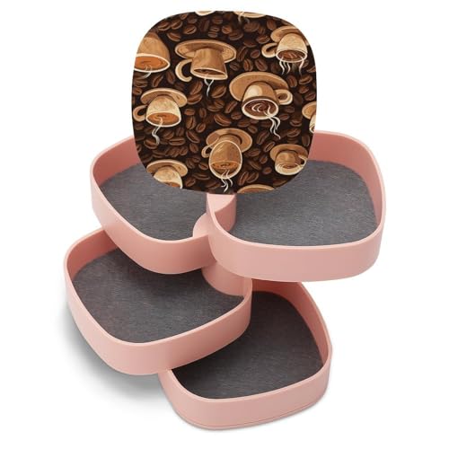 ducanll Kleine Schmuckschatulle für Lebensmittel, Ohrringhalter für Frauen, Kaffeebohnen, Schmuck-Organizer, 5-lagig, drehbar, Reise-Schmucktablett mit Deckel für Armbänder, Ringe, Armbänder ducanll Kleine Schmuckschatulle für Lebensmittel, Ohrringhalter für Frauen, Kaffeebohnen, Schmuck-Organizer, 5-lagig, drehbar, Reise-Schmucktablett mit Deckel für Armbänder, Ringe, Armbänder von ducanll