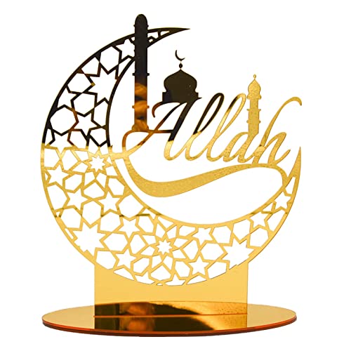 duhe189014 Eid Mubarak Ramadan Dekorationen – Acryl Golden Moon Star Palace Tabletop Ornaments | Muslimisches Festival Islamisches Dekor für Home Party Supplies von duhe189014