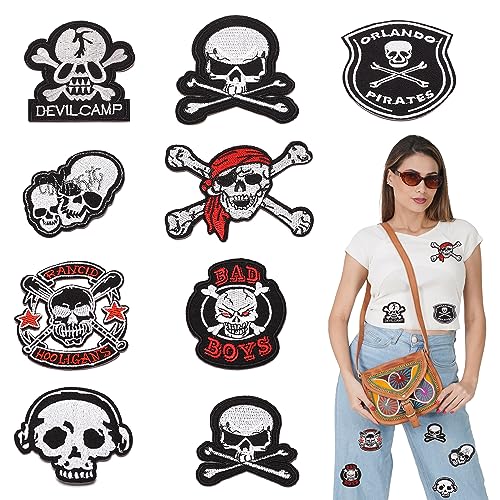 duoyif Flicken Zum Aufbügeln 6-8cm Totenköpfe Patches Zum Aufnäher Totenkopf Bestickte Aufnäher Diy Bügelflicken Totenkopf Bügelbilder Für Aufnähen Schädel Patches Zum Aufnäher Kleidung Jeans 9Pcs (B) von duoyif